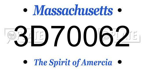 3D70062 Massachusetts License Plate