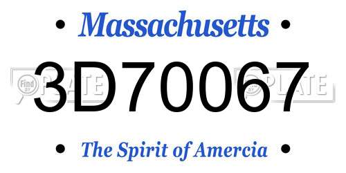 3D70067 Massachusetts License Plate