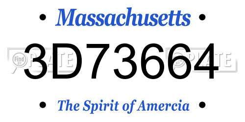 3D73664 Massachusetts License Plate