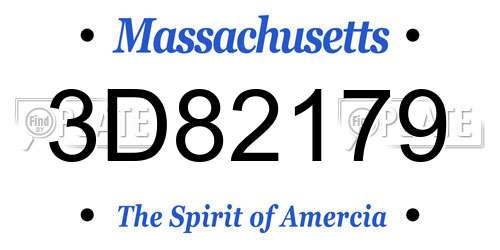 3D82179 Massachusetts License Plate