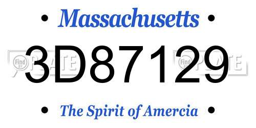 3D87129 Massachusetts License Plate
