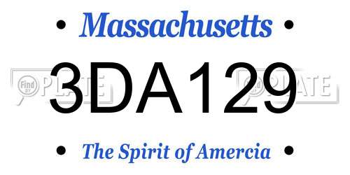 3DA129 Massachusetts License Plate