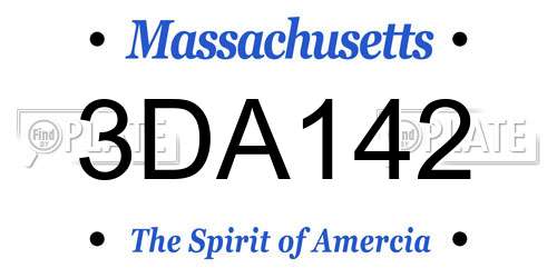 3DA142 Massachusetts License Plate