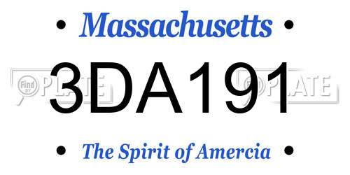 3DA191 Massachusetts License Plate