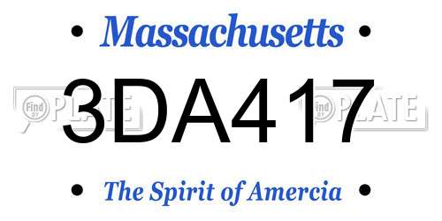 3DA417 Massachusetts License Plate