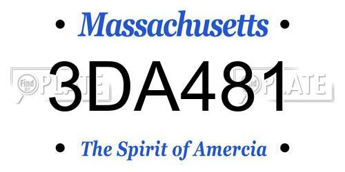 3DA481 Massachusetts License Plate