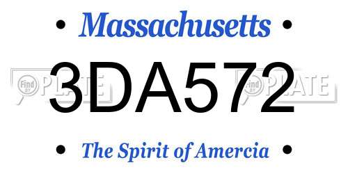 3DA572 Massachusetts License Plate