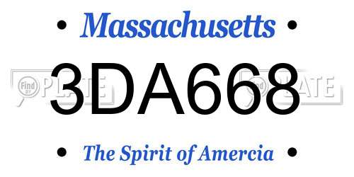 3DA668 Massachusetts License Plate