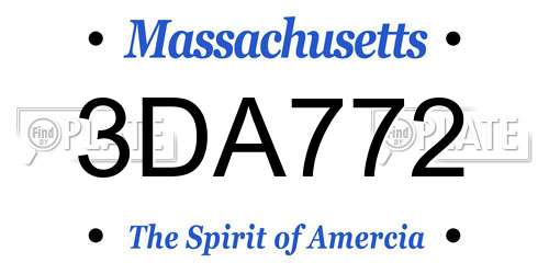 3DA772 Massachusetts License Plate