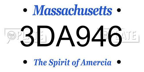 3DA946 Massachusetts License Plate