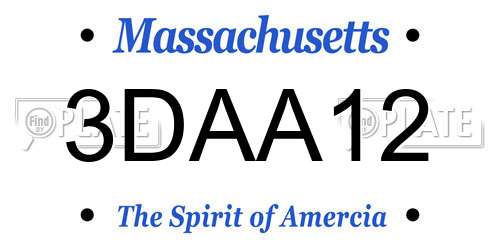 3DAA12 Massachusetts License Plate