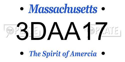 3DAA17 Massachusetts License Plate