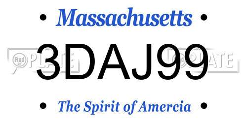 3DAJ99 Massachusetts License Plate