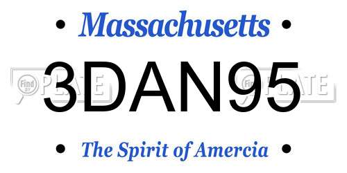 3DAN95 Massachusetts License Plate