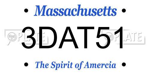 3DAT51 Massachusetts License Plate
