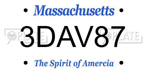 3DAV87 Massachusetts License Plate
