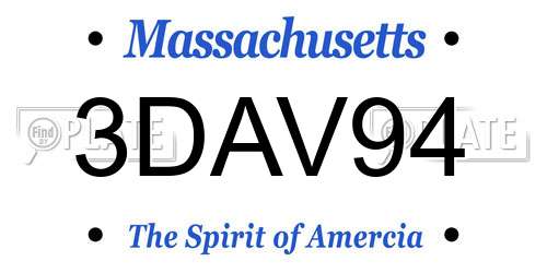 3DAV94 Massachusetts License Plate
