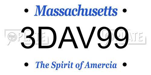 3DAV99 Massachusetts License Plate