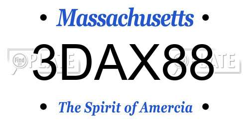 3DAX88 Massachusetts License Plate