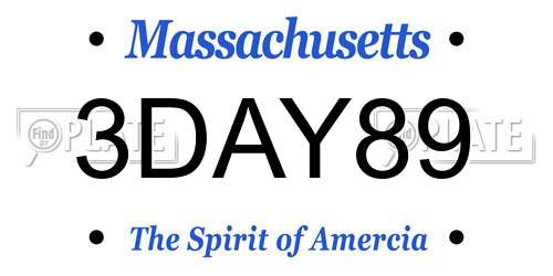 3DAY89 Massachusetts License Plate