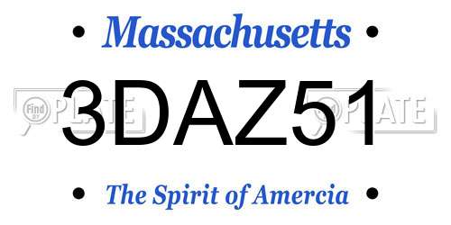 3DAZ51 Massachusetts License Plate