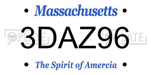 3DAZ96 Massachusetts License Plate
