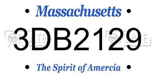 3DB2129 Massachusetts License Plate