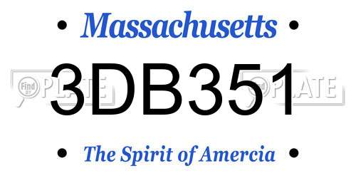 3DB351 Massachusetts License Plate