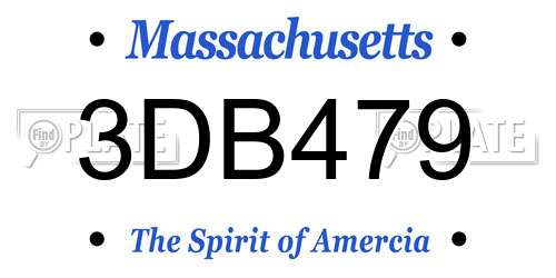 3DB479 Massachusetts License Plate