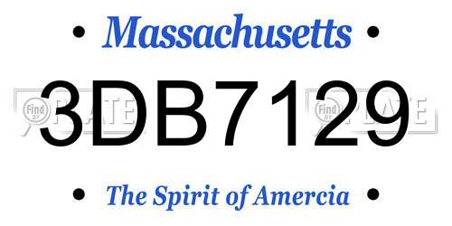 3DB7129 Massachusetts License Plate