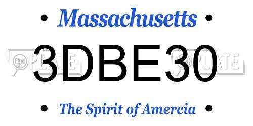 3DBE30 Massachusetts License Plate