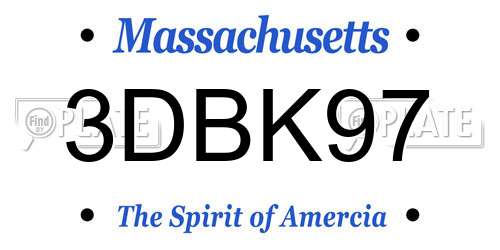3DBK97 Massachusetts License Plate