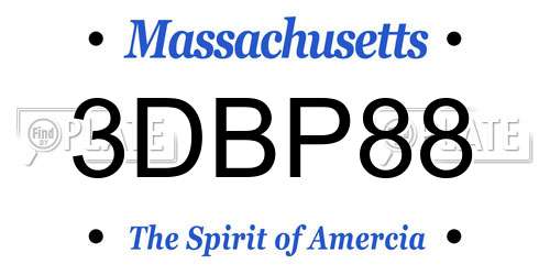 3DBP88 Massachusetts License Plate