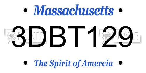 3DBT129 Massachusetts License Plate