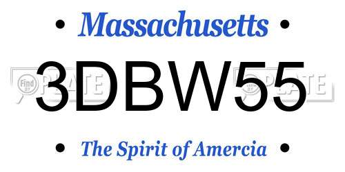 3DBW55 Massachusetts License Plate