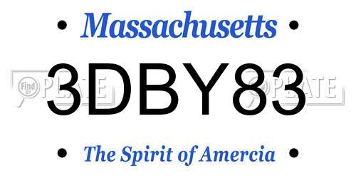 3DBY83 Massachusetts License Plate