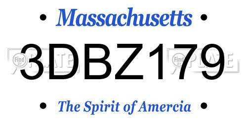 3DBZ179 Massachusetts License Plate
