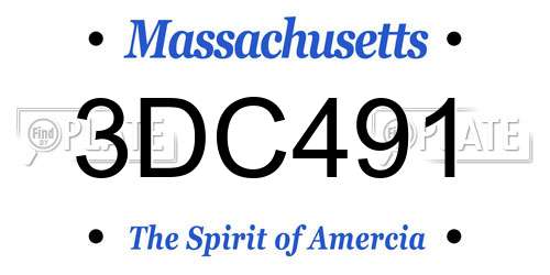 3DC491 Massachusetts License Plate