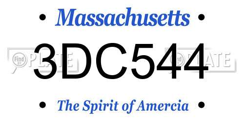 3DC544 Massachusetts License Plate