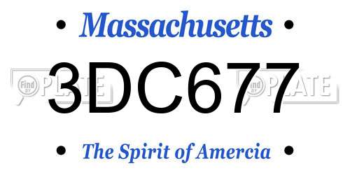 3DC677 Massachusetts License Plate