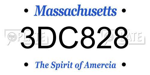 3DC828 Massachusetts License Plate