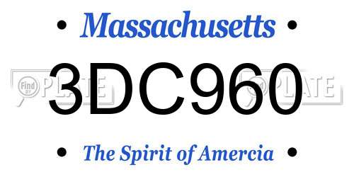 3DC960 Massachusetts License Plate
