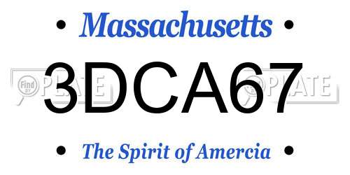 3DCA67 Massachusetts License Plate