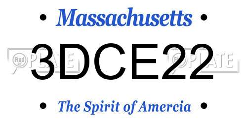 3DCE22 Massachusetts License Plate