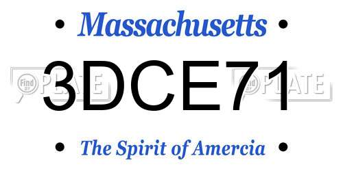3DCE71 Massachusetts License Plate