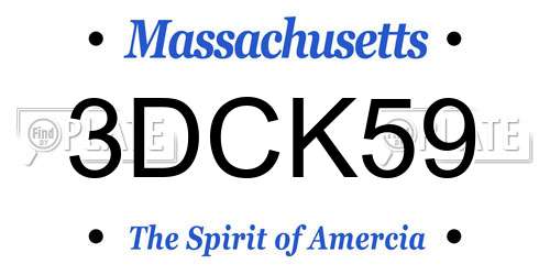 3DCK59 Massachusetts License Plate