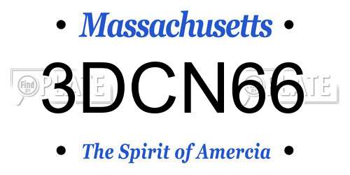 3DCN66 Massachusetts License Plate