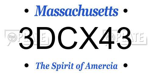 3DCX43 Massachusetts License Plate