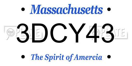 3DCY43 Massachusetts License Plate