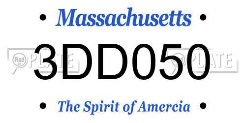 3DD050 Massachusetts License Plate
